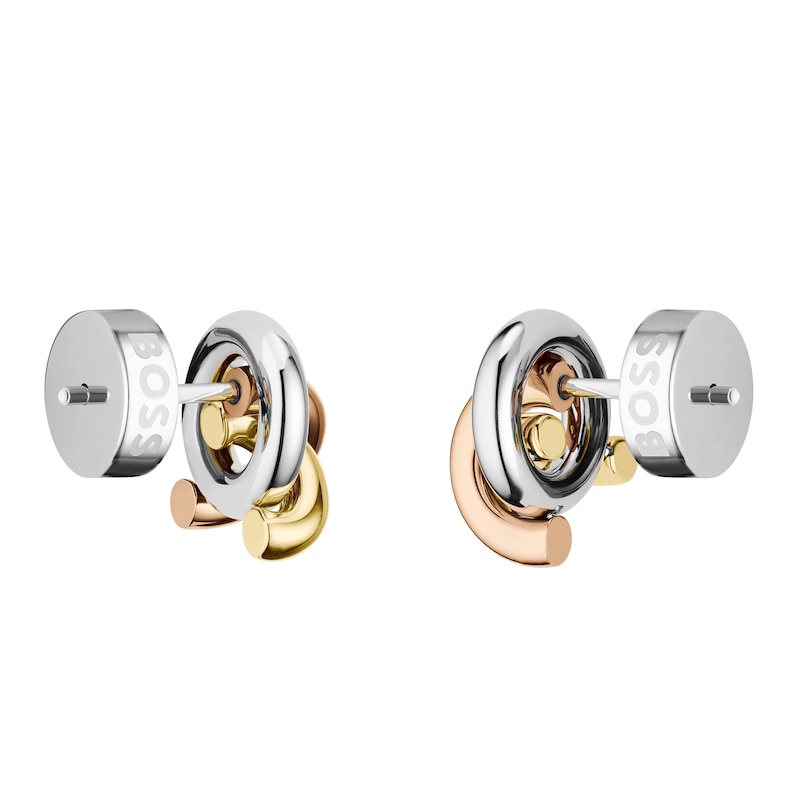 Main Image 2 of BOSS Harmonie Tri Tone 10mm Knot Stud Earrings
