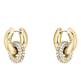 BOSS Live Precious Women's Gold IP 14mm Crystal Huggie Earrings
