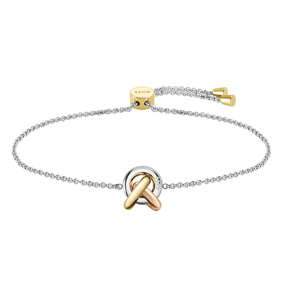 Women's Boss Harmonie Tri Tone 6+1" Bolo Bracelet