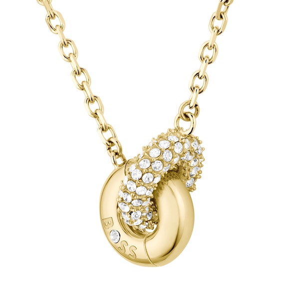 BOSS Live Precious Womens Gold IP Interlink Circle Pendant