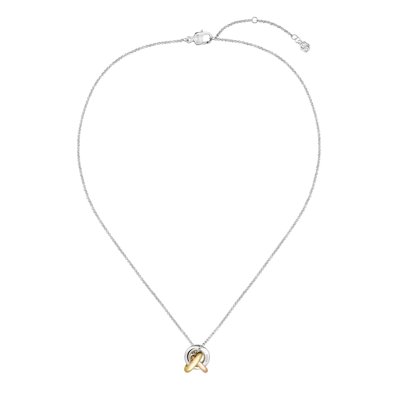 Main Image 2 of BOSS Harmonie Women's Tri Tone 18+1" Crystal Knot Pendant