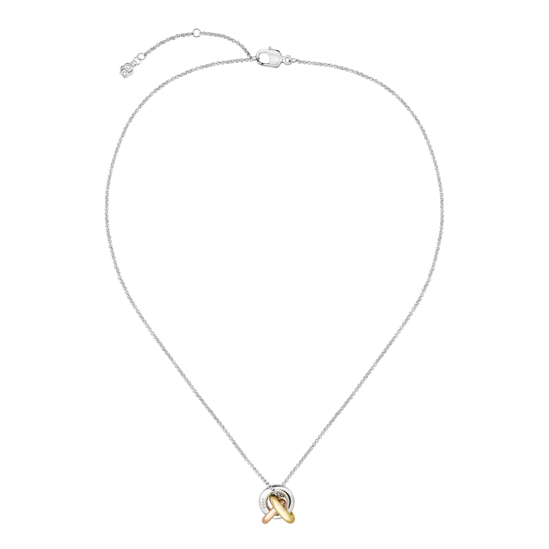 Main Image 3 of BOSS Harmonie Women's Tri Tone 18+1" Crystal Knot Pendant