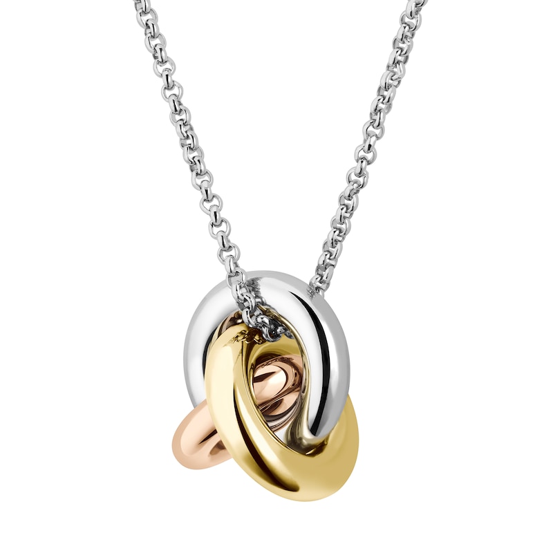 Main Image 4 of BOSS Harmonie Women's Tri Tone 18+1" Crystal Knot Pendant