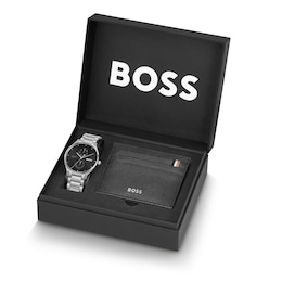 BOSS Tyler Stainless Steel Watch & Leather Card Holder Gift Set