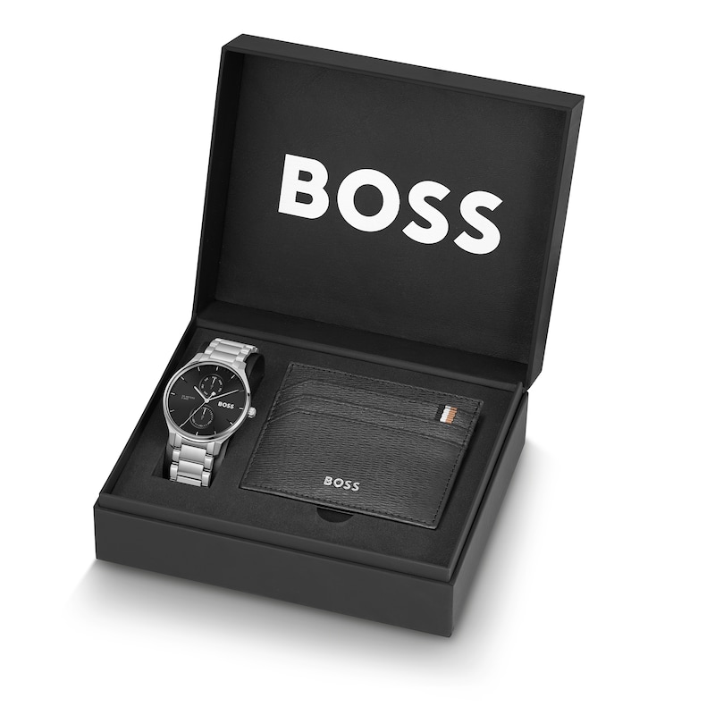 Main Image 1 of BOSS Tyler Stainless Steel Watch & Leather Card Holder Gift Set