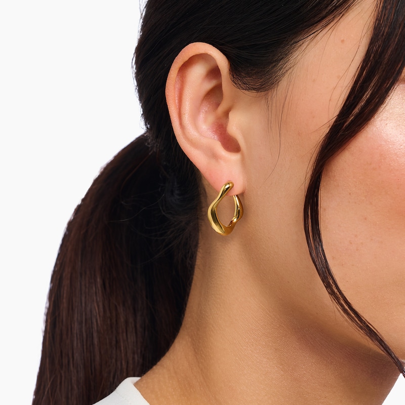 Main Image 3 of Thomas Sabo Fluid 18ct Yellow Gold Small Creoles Hoop Earrings