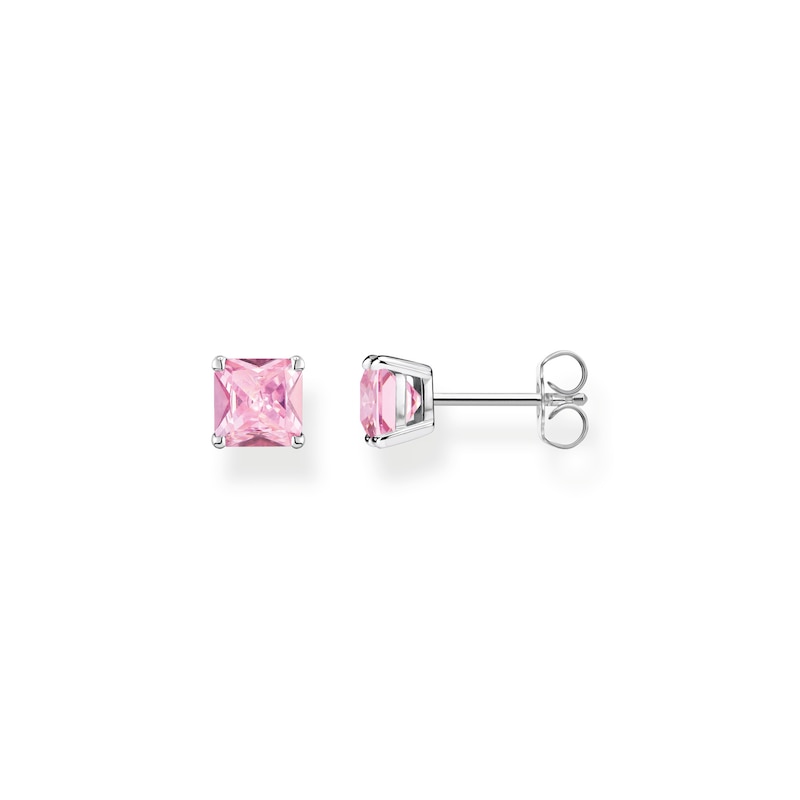 Main Image 1 of Thomas Sabo Heritage Sterling Silver Pink Zirconia Square Stud Earrings