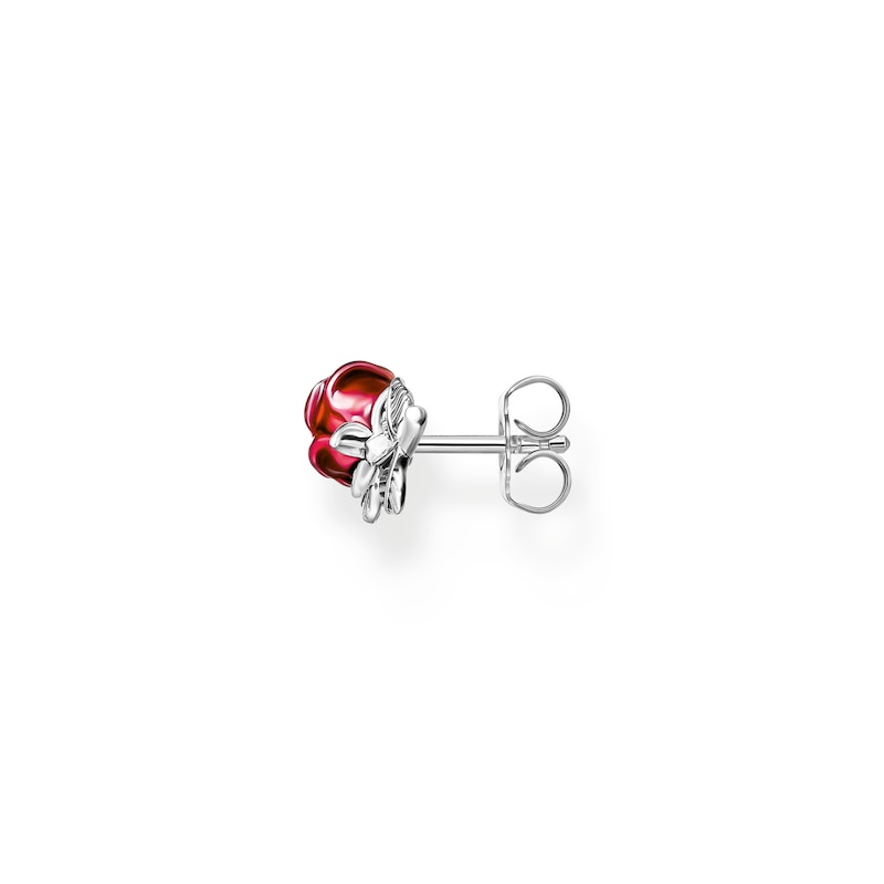 Main Image 3 of Thomas Sabo Romance Sterling Silver & Red Enamel Rose Style Stud Earrings