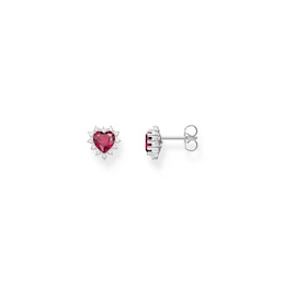 Thomas Sabo True Romance Sterling Silver & Lab Grown Ruby Heart Stud Earrings