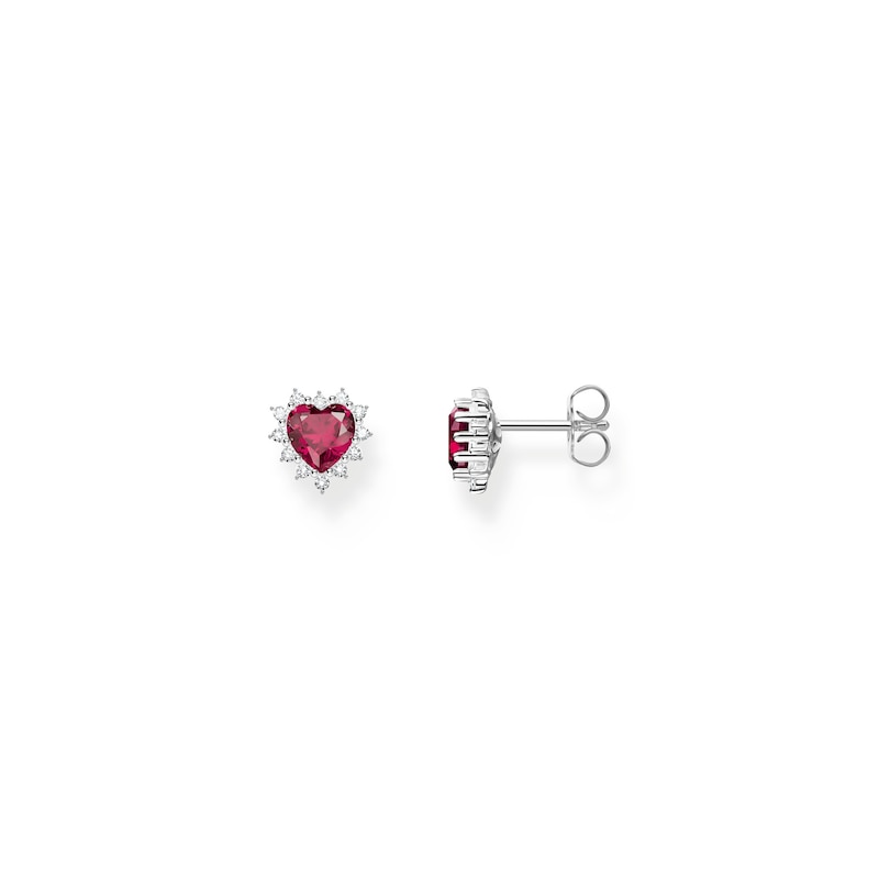Main Image 1 of Thomas Sabo True Romance Sterling Silver & Lab Grown Ruby Heart Stud Earrings