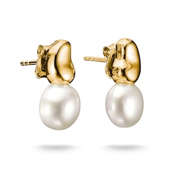 Thomas Sabo Bold Elegance 18ct Yellow Gold Plated Pearl Stud Earrings
