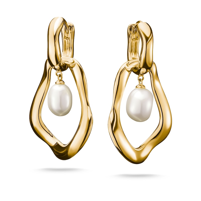 Main Image 1 of Thomas Sabo Bold Elegance 18ct Yellow Gold Plated Pearl Hoop Earrings