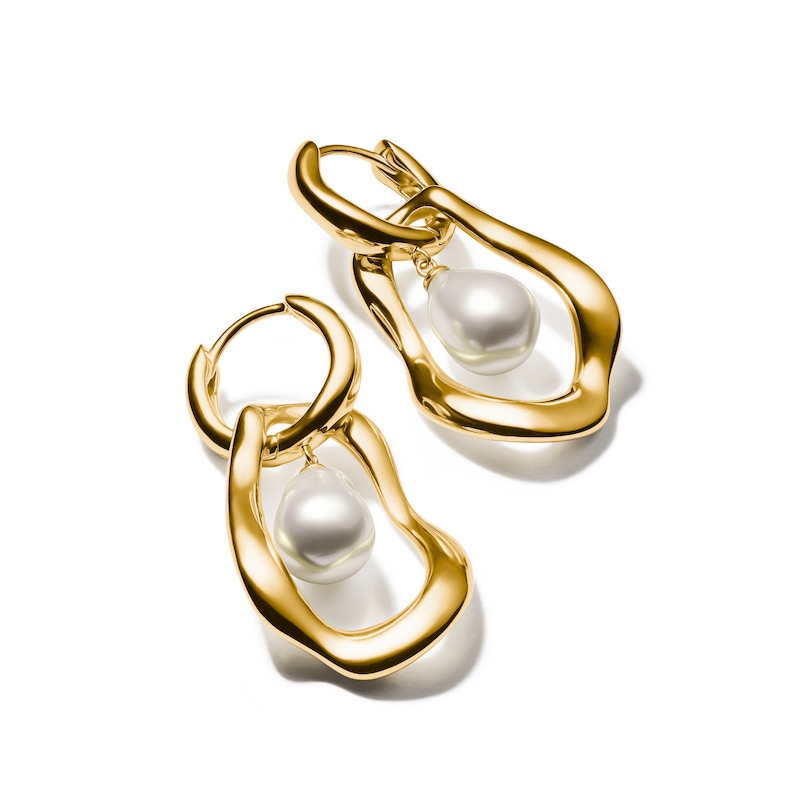 Main Image 3 of Thomas Sabo Bold Elegance 18ct Yellow Gold Plated Pearl Hoop Earrings