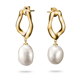 Thomas Sabo Bold Elegance 18ct Yellow Gold Plated Cultured Freshwater Pearl Earrings