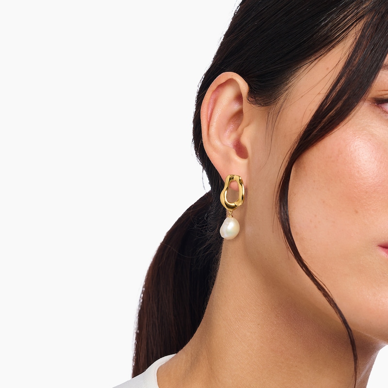 Main Image 2 of Thomas Sabo Bold Elegance 18ct Yellow Gold Plated Cultured Freshwater Pearl Earrings