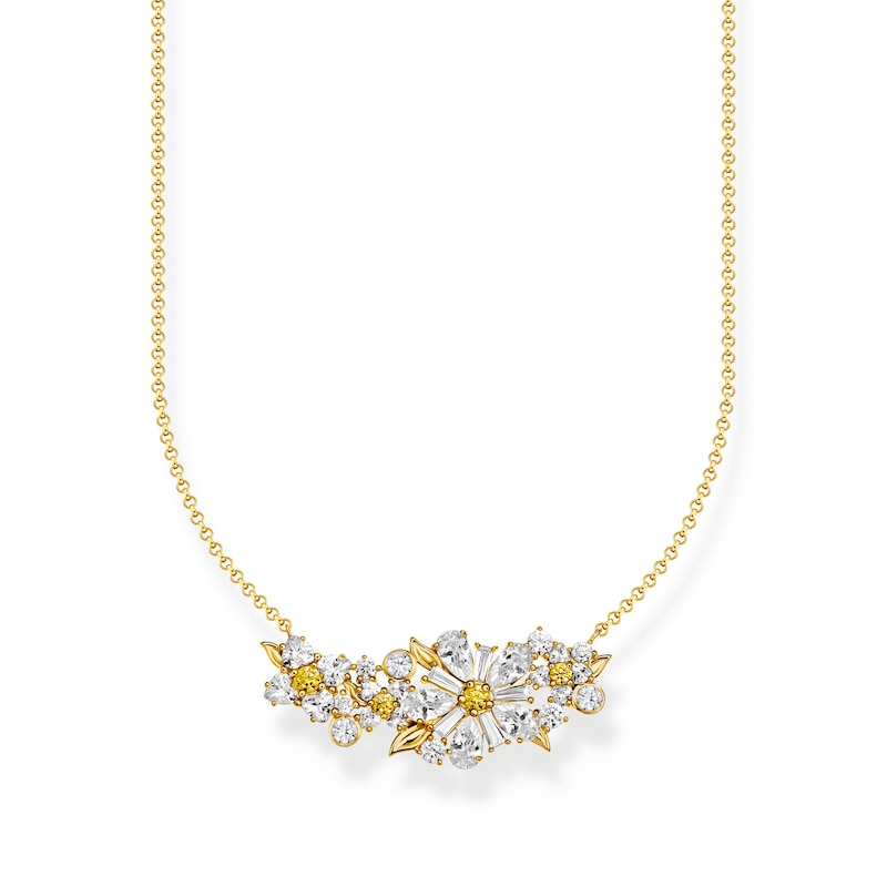 Main Image 1 of Thomas Sabo Daisy 18ct Yellow Gold Plated Flower Bouquet Pendant