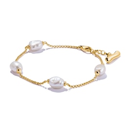 Thomas Sabo 18ct Yellow Gold Plated Cultured Freshwater Pearl Station Bracelet