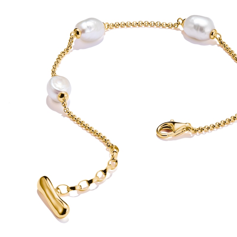 Main Image 3 of Thomas Sabo 18ct Yellow Gold Plated Cultured Freshwater Pearl Station Bracelet