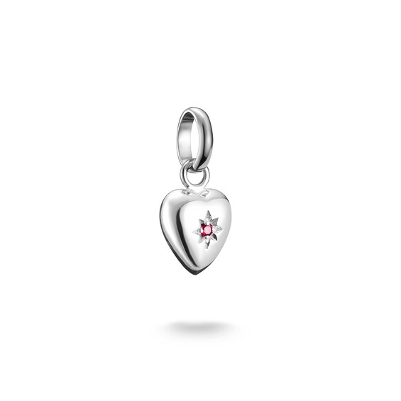 Women's Thomas Sabo Sterling Silver Lab Grown Ruby Star Heart Shaped Charm