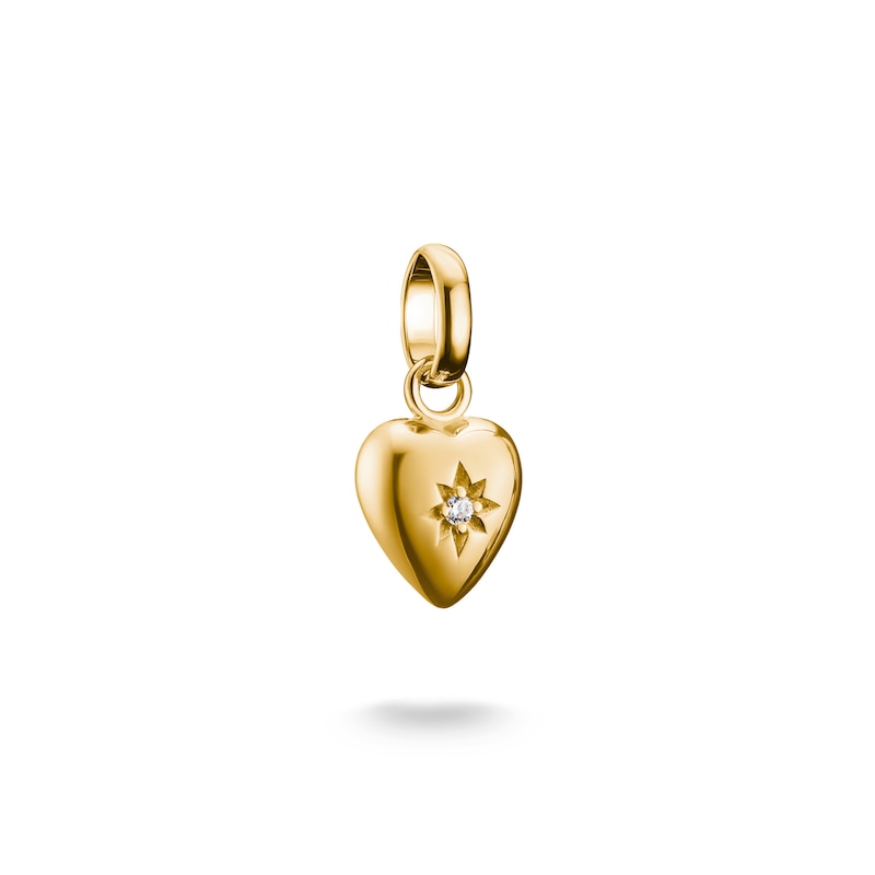 Main Image 1 of Thomas Sabo 18ct Yellow Gold Plated Zirconia Star Heart Shaped Charm