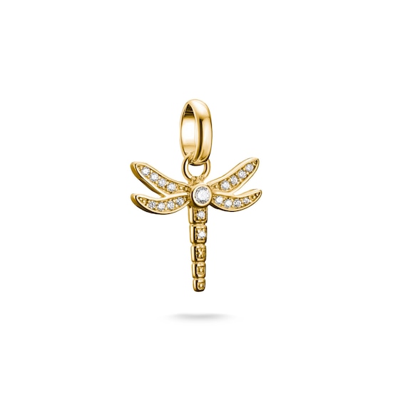 Women's Thomas Sabo 18Ct Yellow Gold Plated & Zirconia Dragonfly Connect Charm