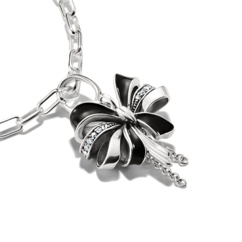 Main Image 2 of Thomas Sabo Sterling Silver & Black Enamel Bow Loop Connect Charm