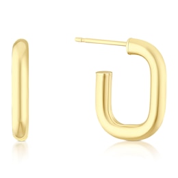 9ct Yellow Gold Small Rectangle Hoop Earrings