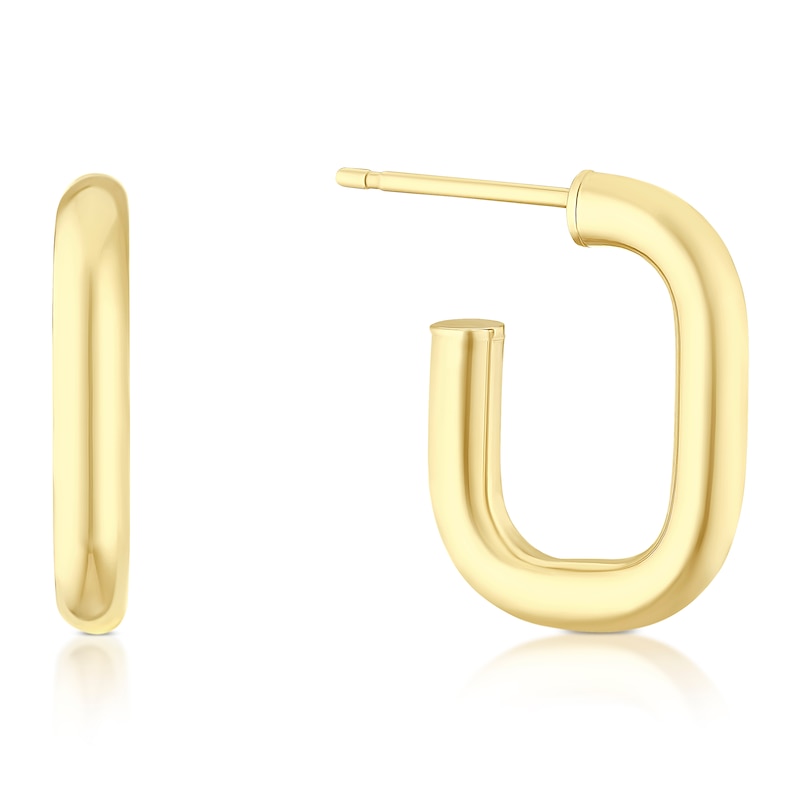 Main Image 1 of 9ct Yellow Gold Small Rectangle Hoop Earrings