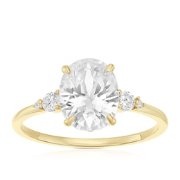 9ct Yellow Gold & Cubic Zirconia Oval Shaped Trilogy Ring