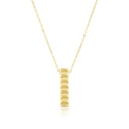 9ct Yellow Gold Linear Textured Bar Pendant Necklace