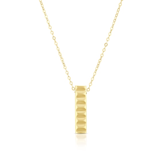 9ct Yellow Gold Linear Textured Bar Pendant Necklace