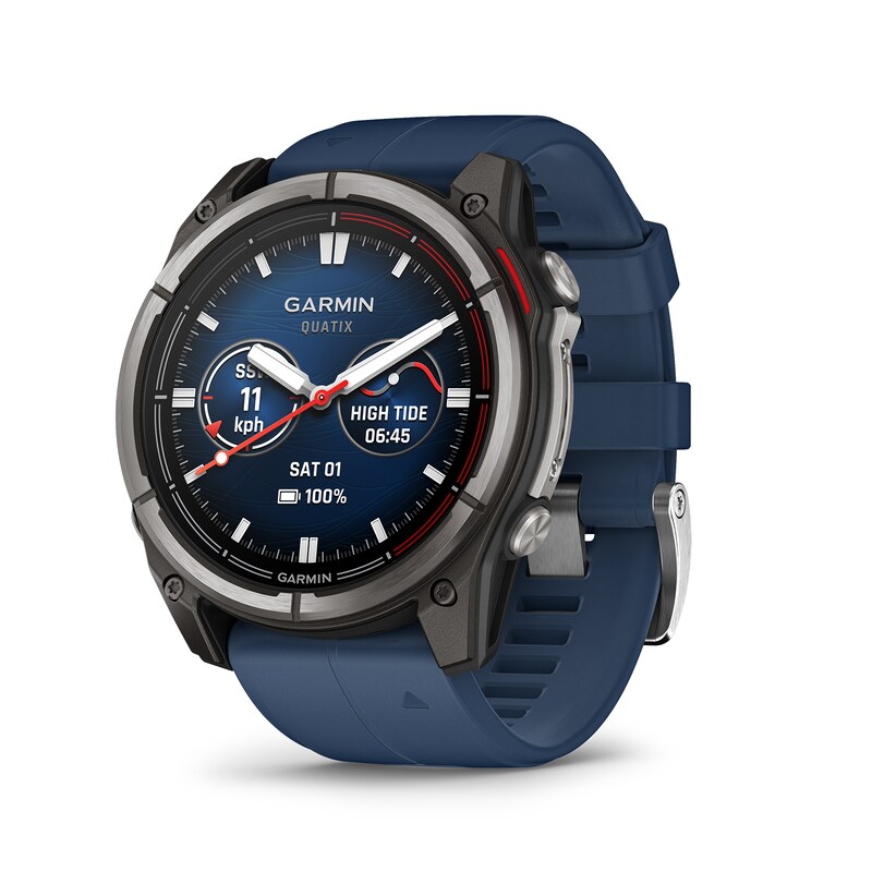 Main Image 1 of Garmin Quatix 8 Marine 47mm Amoled Blue Silicone Strap Watch