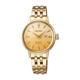 Seiko Presage ‘Eggnog’ Diamond-set 30mm Cocktail Time Gold Tone Watch