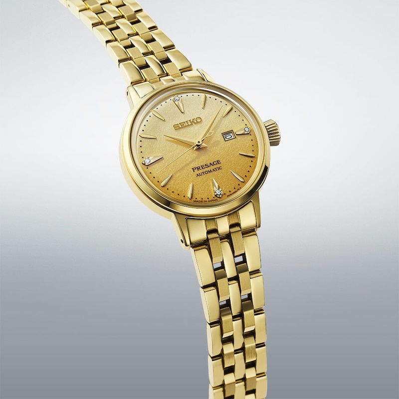 Main Image 2 of Seiko Presage ‘Eggnog’ Diamond-set 30mm Cocktail Time Gold Tone Watch