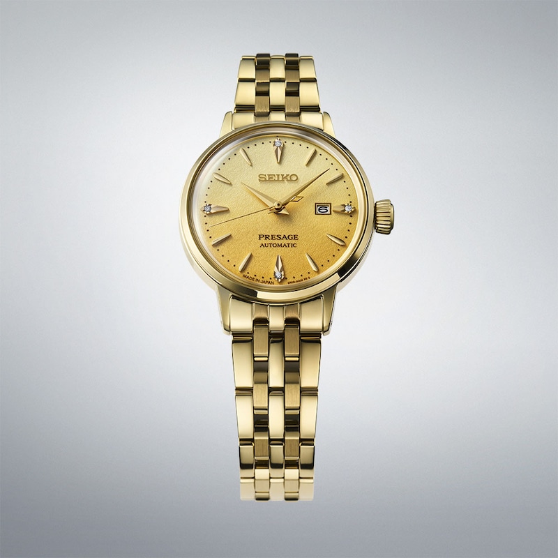 Main Image 4 of Seiko Presage ‘Eggnog’ Diamond-set 30mm Cocktail Time Gold Tone Watch