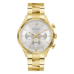 Bulova Classic 42mm Chronograph Gold Tone Bracelet Watch