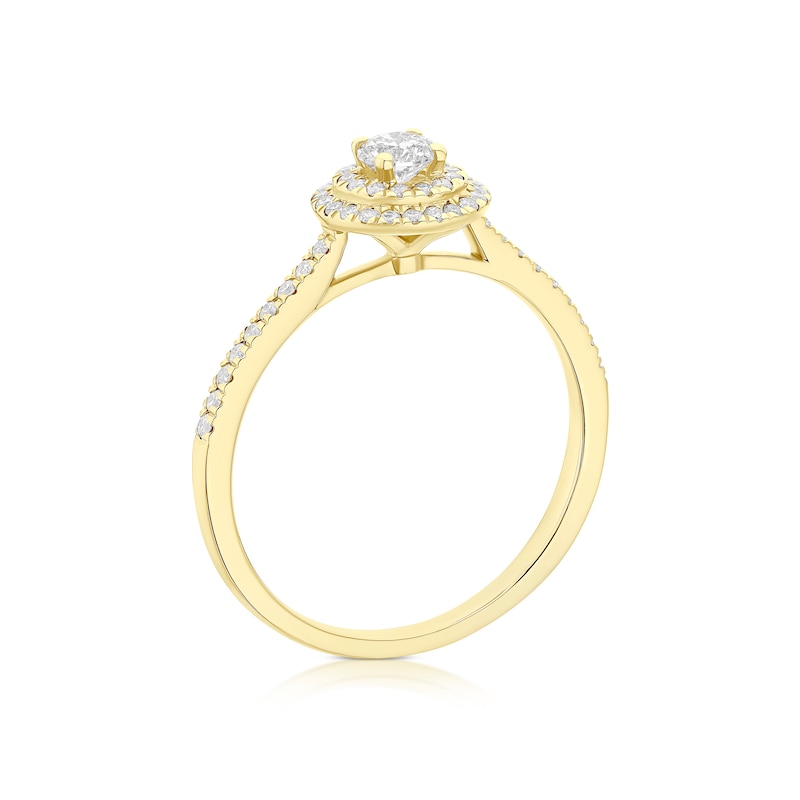 Main Image 3 of Engagement Ring 9ct Yellow Gold Round Cut Double Halo 0.40ct Diamond Ring
