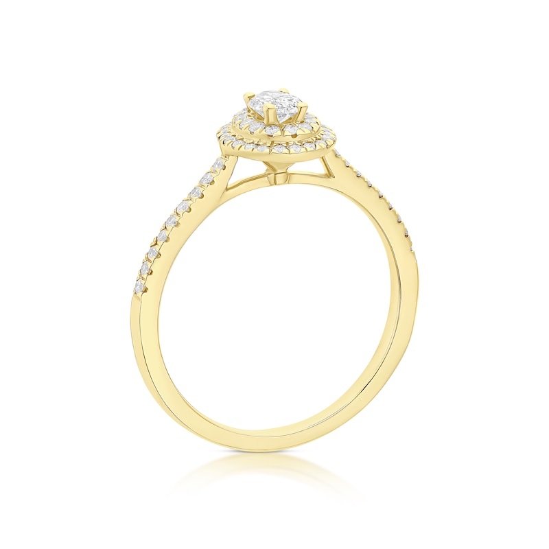 Main Image 3 of Engagement Ring 9ct Yellow Gold Oval Cut Double Halo 0.40ct Diamond Ring