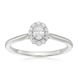 Engagement Ring 9ct White Gold Oval Cut Halo 0.25ct Diamond Ring