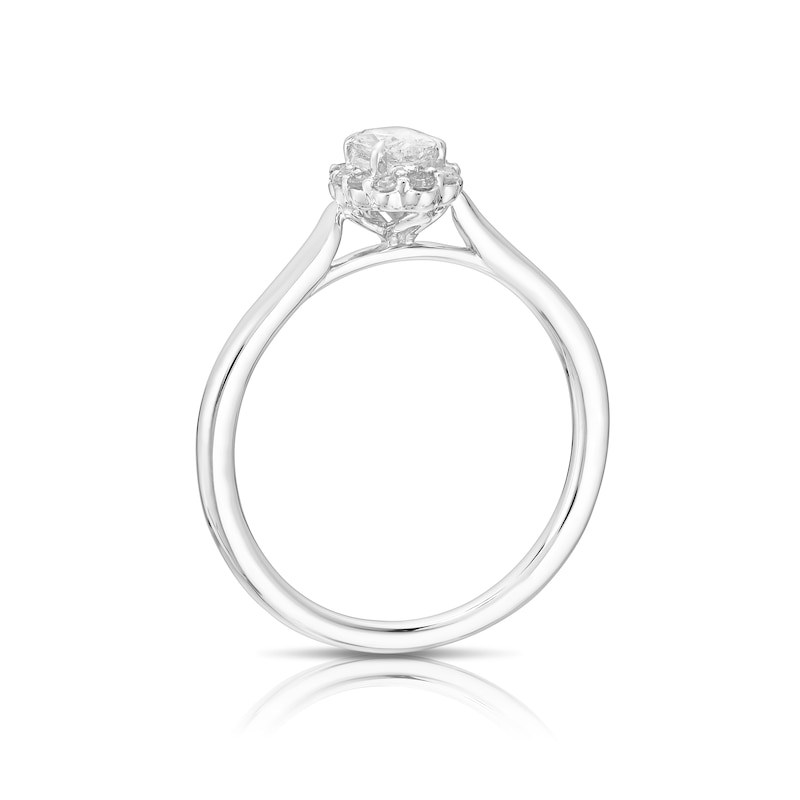 Main Image 3 of Engagement Ring 9ct White Gold Oval Cut Halo 0.25ct Diamond Ring