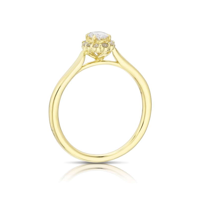 Main Image 3 of Engagement Ring 9ct Yellow Gold Oval Cut Halo 0.25ct Diamond Ring