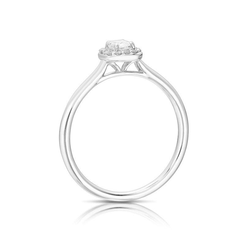 Main Image 3 of Engagement Ring 9ct White Gold Emerald Cut Halo 0.25ct Diamond Ring