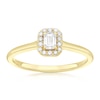 Thumbnail Image 1 of Engagement Ring 9ct Yellow Gold Emerald Cut Halo 0.25ct Diamond Ring