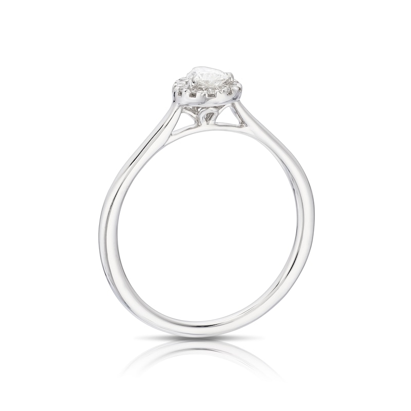 Main Image 3 of Engagement Ring 9ct White Gold 0.25ct Diamond Pear Cut Halo Diamond Ring