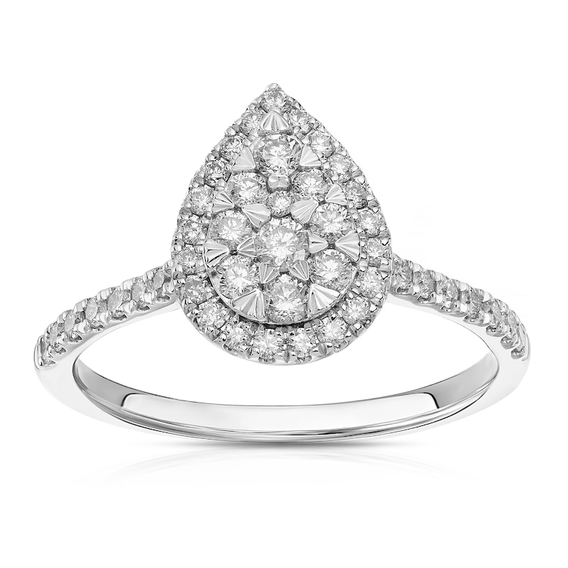 Main Image 1 of Engagement Ring 9ct White Gold Pear Cluster 0.50ct Diamond Ring
