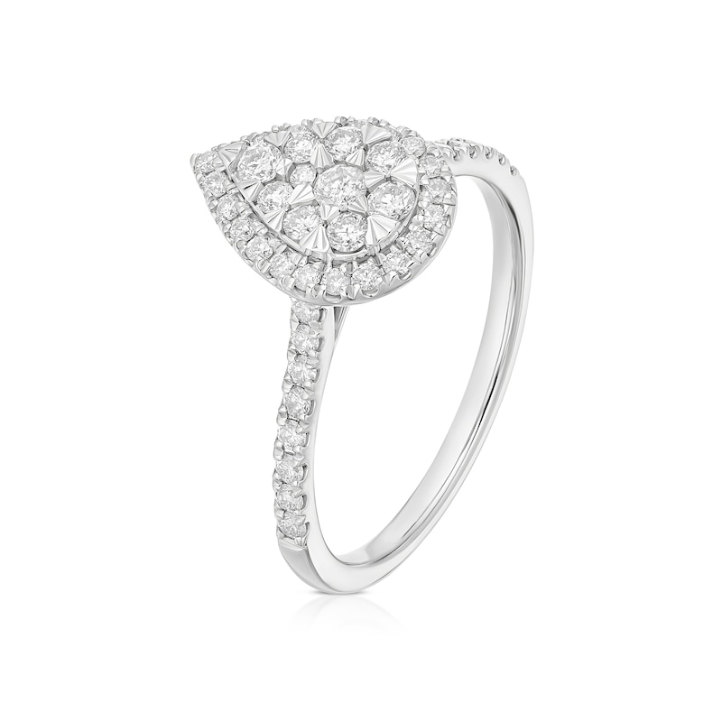 Main Image 2 of Engagement Ring 9ct White Gold Pear Cluster 0.50ct Diamond Ring