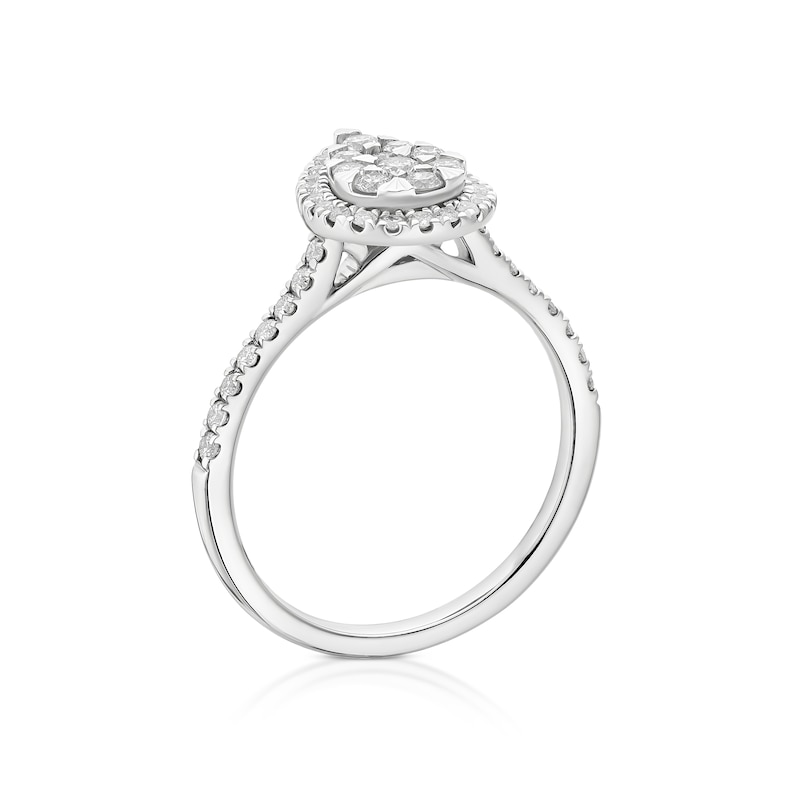 Main Image 3 of Engagement Ring 9ct White Gold Pear Cluster 0.50ct Diamond Ring