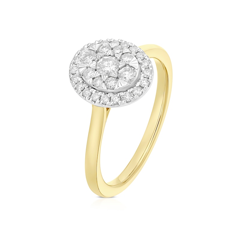 Main Image 2 of Engagement Ring 9ct Yellow Gold Oval Cluster 0.40ct Diamond Ring