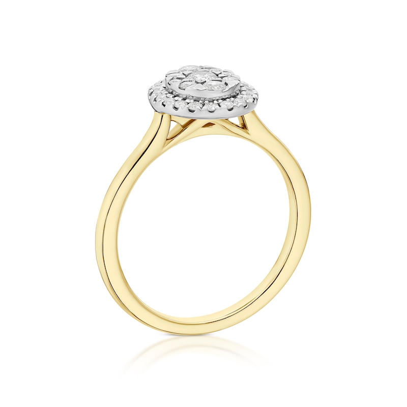 Main Image 3 of Engagement Ring 9ct Yellow Gold Oval Cluster 0.40ct Diamond Ring
