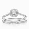 Thumbnail Image 1 of Engagement Ring 9ct White Gold Round Double Halo Bridal Set 0.50ct Diamond Ring